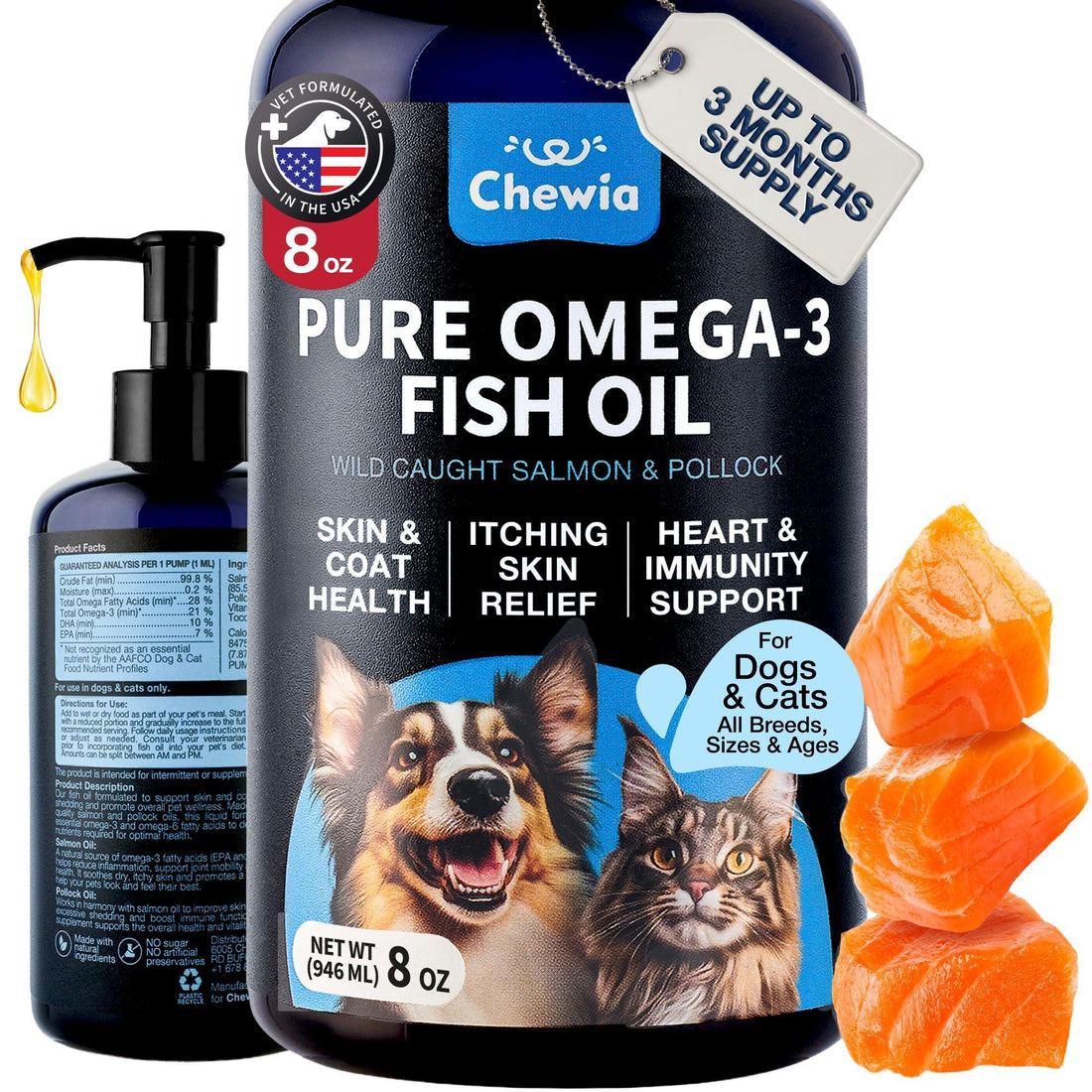 Omega-3 Salmon &amp; Pollock Oil for Dogs &amp; Cats — Skin &amp; Coat Food Topper