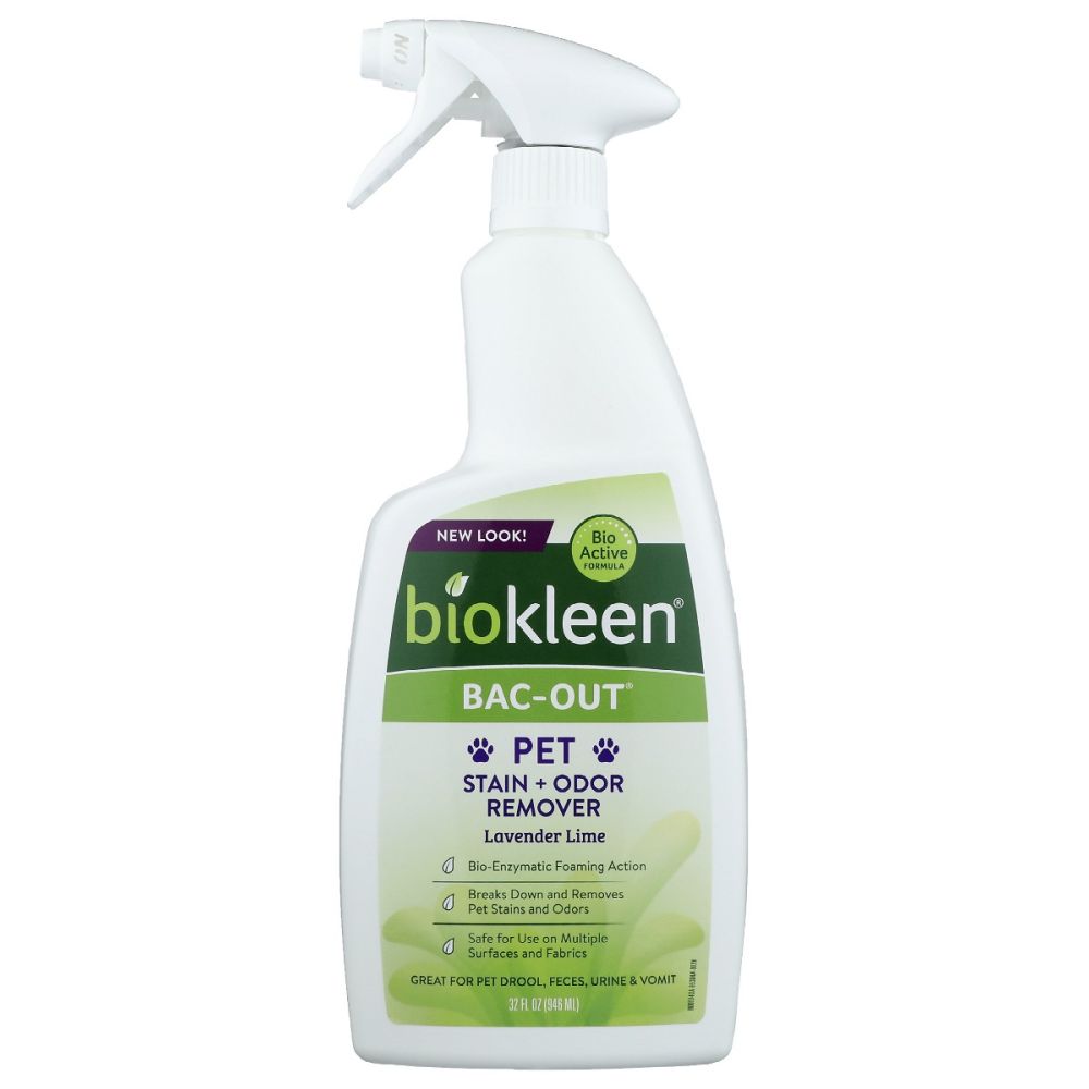 Biokleen Bac-Out Dog & Cat Stain & Odor Remover Foaming Spray, Lavender Lime, 32 fl oz